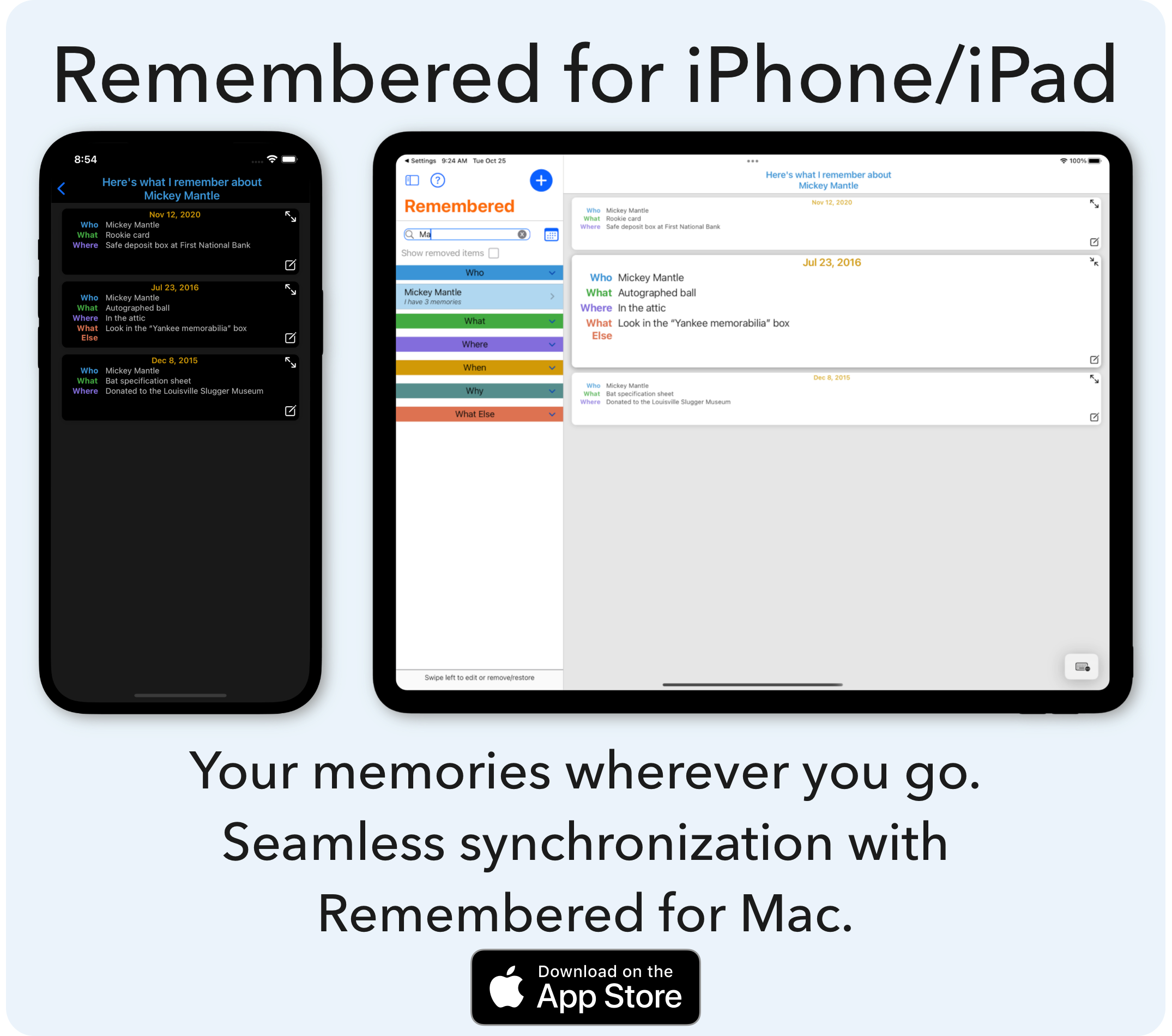 A link to Remembered on the App Store